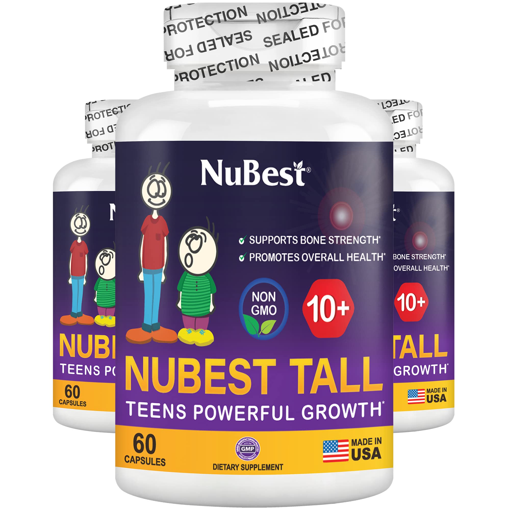 NuBest Tall 10+, Powerful Growth for Kids & Teens (10+), Milk Drinkers, 60 Capsules by NuBest Nutrition®
