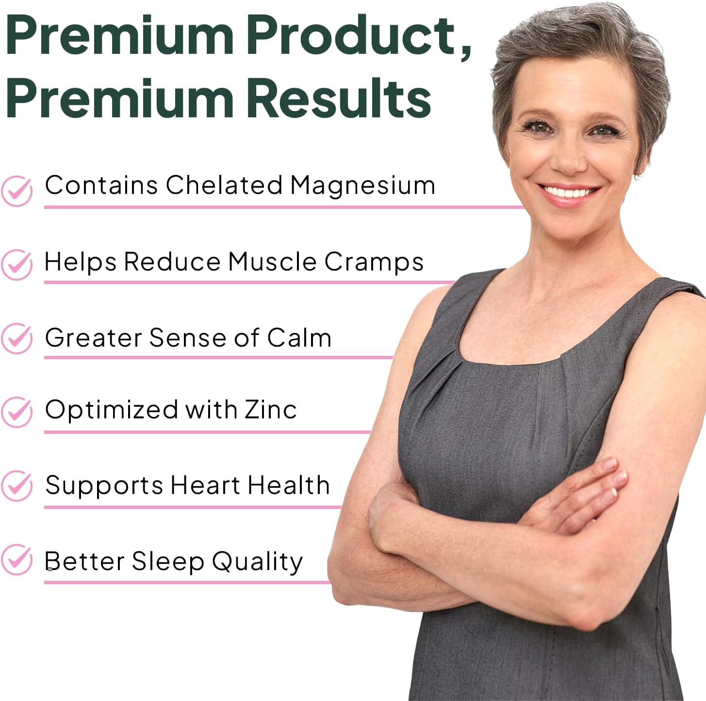 Pure Magnesium Glycinate with Zinc - Maximum Strength Chelated Magnesium Supplement for Women and Men 90 Capsule